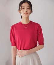 シアー ニット５分袖 プルオーバー