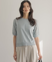 コットンフラワーレーシープルオーバー ニット