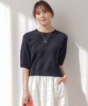 【WEB限定】ポップコーンアーガイル5分袖 ニット