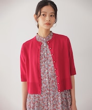 シアーニット5分袖 カーディガン