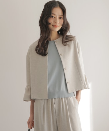 【WEB限定】ライトリネンライクノーカラー ジャケット