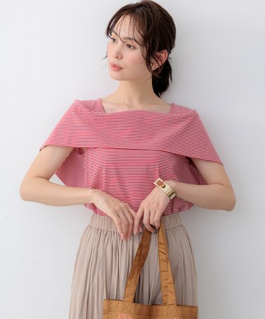 GIZAコットンオフショルダー カットソー