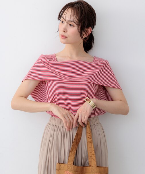 GIZAコットンオフショルダー カットソー