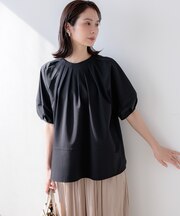 【前後着用可】ソフトサッカーラグランスリーブ ブラウス