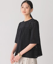 エンブロイダリーレース5分袖 ブラウス