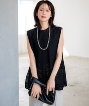 【WEB限定】エンブロイダリーレースノースリーブ ブラウス