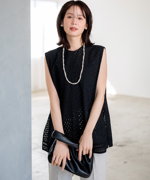 【WEB限定】エンブロイダリーレースノースリーブ ブラウス