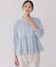 エンブロイダリーレーススタンドネック ブラウス