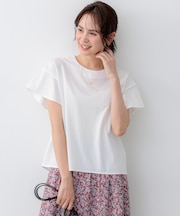 【WEB限定】プレーティング天竺フリルスリーブ Tシャツ