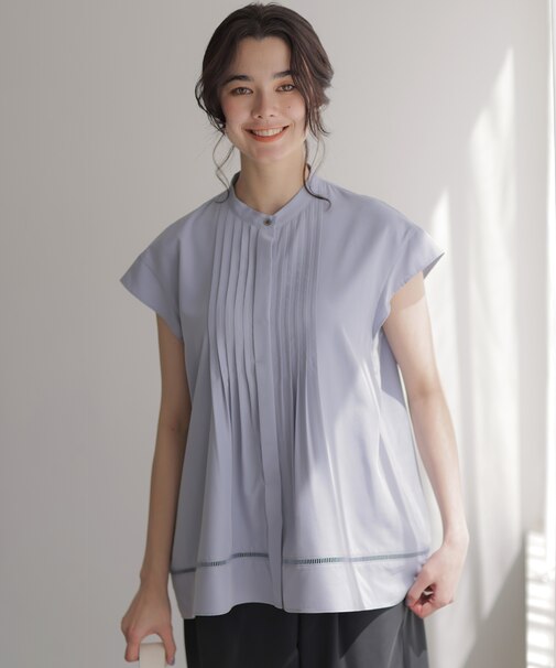 スムースクロス ピンタックブラウス