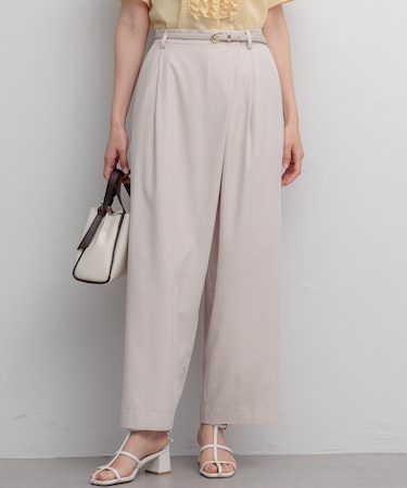 スムースクロス ラップ見えワイドパンツ
