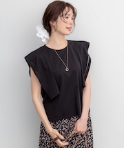 プレーティング天竺 フレアスリーブカットソー