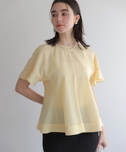 サッカーギンガムチェック ペプラムブラウス