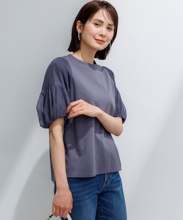 【WEB限定】コットンポンチ チュールコンビ カットソー