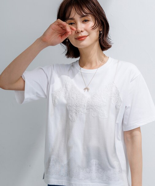 【先行予約・WEB限定】トロンプルイユ レースキャミソール Tシャツ