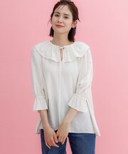【WEB限定】シアーリンクルクロス フリル襟ブラウス