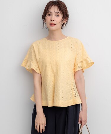 【WEB限定】エンブロイダリーレース ペプラムブラウス