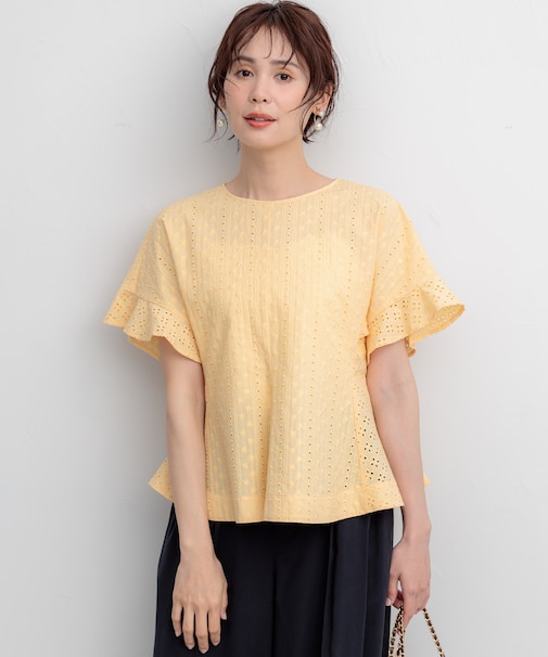 【WEB限定】エンブロイダリーレース ペプラムブラウス