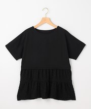 パフジャカードコンビジャージー ペプラムカットソー
