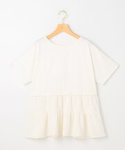 パフジャカードコンビジャージー ペプラムカットソー