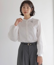 【WEB限定】エアリーシャーティング チュールスリーブブラウス