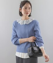 コットンカシミヤミックスニット ケーブルカーディガン