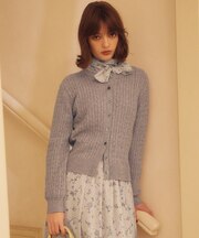 コットンカシミヤミックスニット ケーブルカーディガン