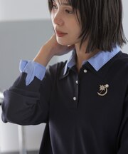 【WEB限定】ストレッチクリアニット シャツレイヤード風プルオーバー