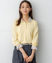 【WEB限定】ストレッチクリアニット シャツレイヤード風プルオーバー
