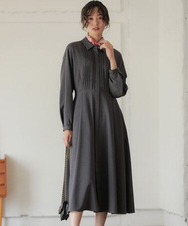 ウーステッドライク フレアワンピース