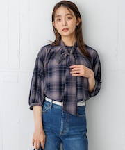 【WEB限定】ソフトツイルシャーティング ボウタイブラウス