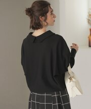 【前後着用】スムースストレッチ ロールネックニット