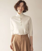【前後着用】スムースストレッチ 5分袖ニット