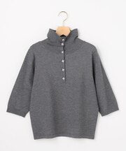 【前後着用】スムースストレッチ 5分袖ニット