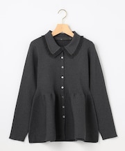 【WEB限定】スポンディッシュニット 襟付きペプラムカーディガン