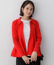 【WEB限定】スポンディッシュニット 襟付きペプラムカーディガン