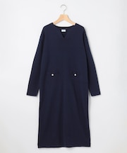 キーネック ニットドレス