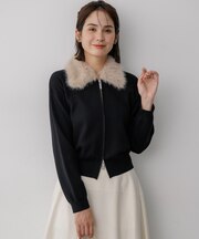 【WEB限定】ファー襟付 ニットブルゾン