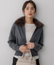 【WEB限定】ファー襟付 ニットブルゾン