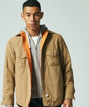 ナイロン×中綿キルティング リバシャツ