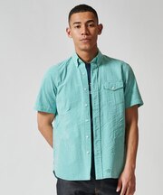 オーガニックコットンサッカーギンガムチェックシャツ