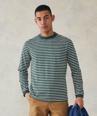 ワッフルボーダー ロングTシャツ