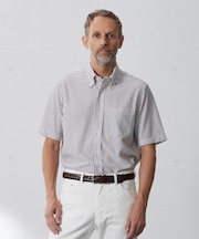 【J.PRESS PLUS】カノコインレイストライプパッチポケット シャツ/B.D.