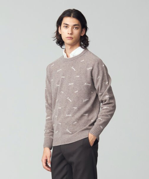 エンブロイダリー クルーネックニット