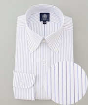 【PREMIUM PLEATS / 形態安定】スーピマコットンオルタネートストライプ  シャツ/B.D.