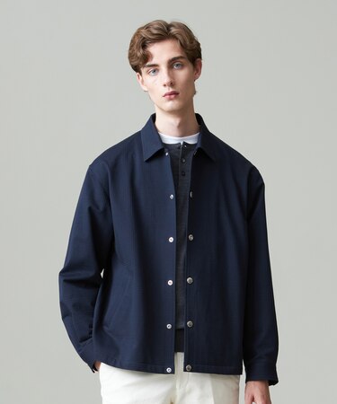 【KANEMASA】 グレンチェック サッカージャージー コーチジャケット