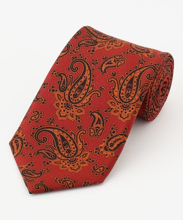 オーバーダイペイズリーハンドプリント ネクタイ