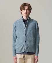 【Cash Lamb’s Wool】ハイネックケーブルカーディガンニット