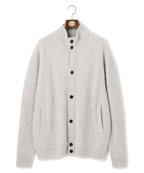【KING SIZE】【Cash Lamb’s Wool】ハイネックケーブルカーディガンニット