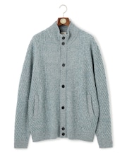 【KING SIZE】【Cash Lamb’s Wool】ハイネックケーブルカーディガンニット